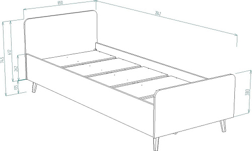 Кровать Премиум Рико 85x204.2x74.5 (белый/дуб сонома)