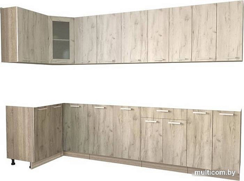 Готовая кухня Интерлиния Мила 12x30 без столешницы (дуб белый/дуб серый)
