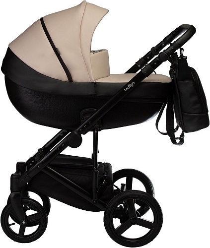 Универсальная коляска Indigo Tour Eco (2 в 1, te 01/черная кожа+бежевая кожа)