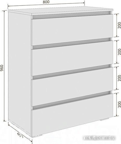 Комод Кортекс-мебель Бари 80 4ш (дуб сонома/дуб сонома/дуб сонома)