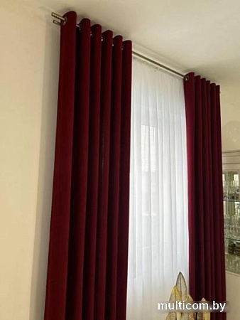 Комплект штор Модный текстиль Канвас 03L 112MTKANVASMO2-3 2.5x4.2 (2шт, марсала/серебряный матовый)