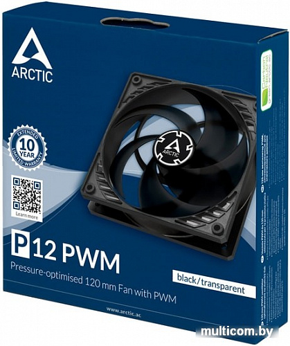 Кулер для корпуса Arctic P12 PWM ACFAN00133A (черный/прозрачный)