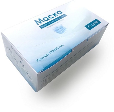 Геспертех Маска трехслойная одноразовая с фиксатором (100 шт, белый)