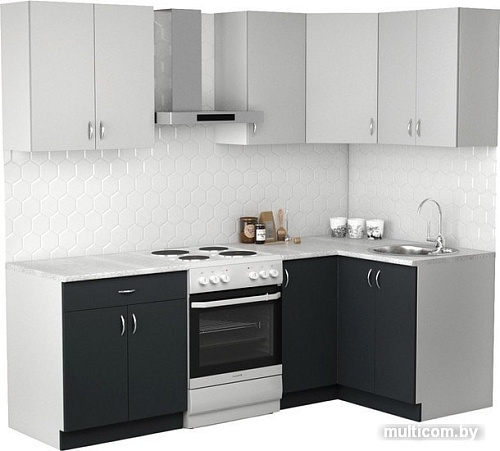 Готовая кухня S-Company Клео лайт 1.2x1.7 правая (антрацит/стальной серый)