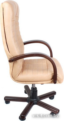 Кресло Деловая обстановка Атлант Экстра (орех, желто-бежевый, кожа люкс)