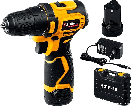 Дрель-шуруповерт Steher CDB-120-2 (с 2-мя АКБ, кейс)