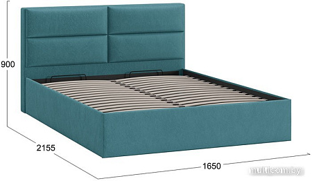 Кровать Трия Глосс универсальный тип 1 с ПМ 160x200 (микровелюр Wellmart Indigo)