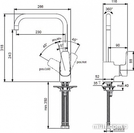 Смеситель Ideal Standard Ceraplan III B0725AA