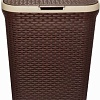 Корзина ВиолетПласт для белья 40 л с крышкой Ротанг (коричневый)