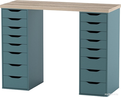 Офисный стол Mio Tesoro Ингар 2/88 (дуб беленый/серо-бирюзовый)