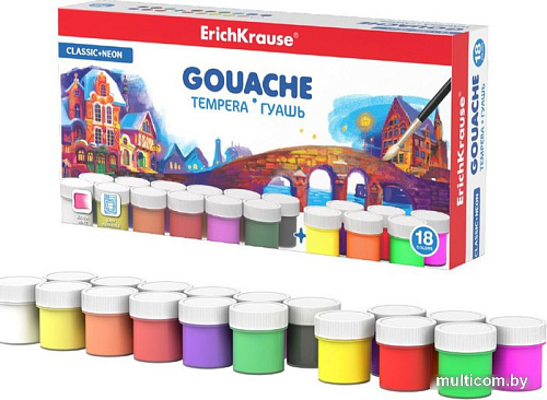Гуашь Erich Krause Classic + Neon 54012 (18 цв.)
