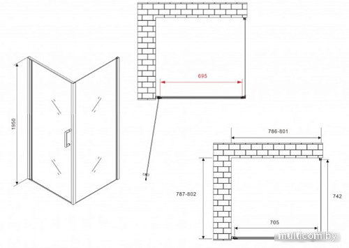 Душевой уголок Abber Sonnenstrand AG04080B-S80B