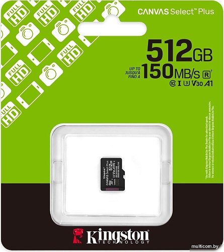 Карта памяти Kingston Canvas Select Plus microSDXC 512GB SDCS3/512GBSP