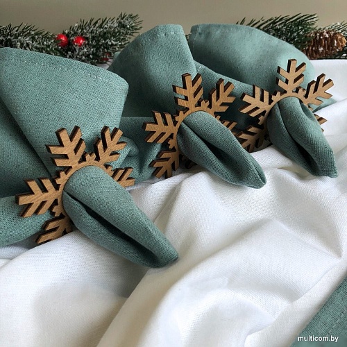 Сервировочная салфетка ОМурМебель с держателем Снежинка (6шт, синий)
