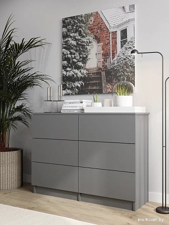 Комод Горизонт Нео 1050 6 ящиков (серый графит)