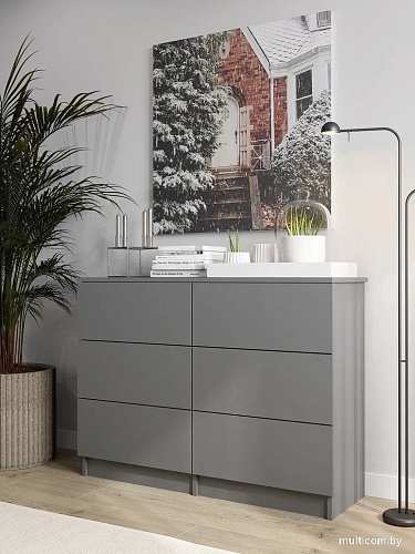 Комод Горизонт Нео 1050 6 ящиков (серый графит)