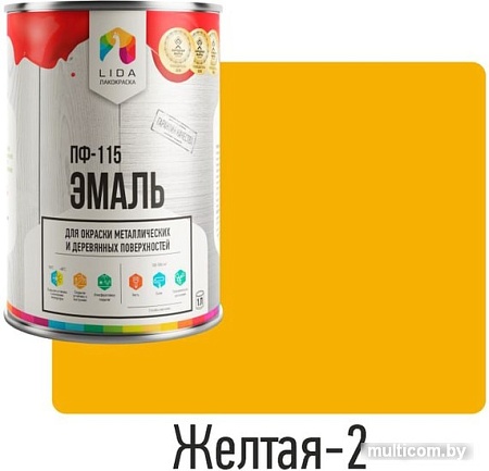Эмаль LIDA ПФ-115 1 л (желтый-2)