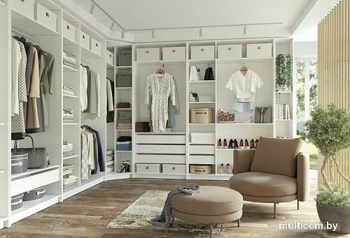 Шкаф-гармошка Евва Лайн ЛН-1D.240.60(2Z) (бодега белый)