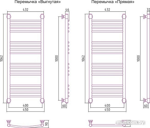 Полотенцесушитель Сунержа Богема+ 1000x400 30-0220-1040