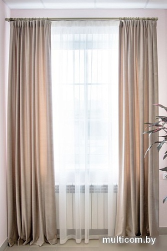 Комплект штор Decoretto Бархат премиум БП-К7 2.5x2.7 м (бежевый, 2 шт)