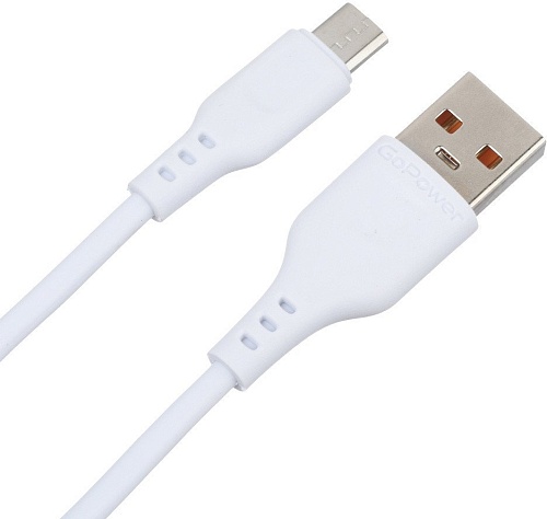 Кабель GoPower 00-00018563 USB Type-A - microUSB (1 м, белый)