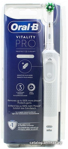 Электрическая зубная щетка Oral-B Vitality Pro D103.413.3 Cross Action Protect X Clean White 4210201427582 (белый)