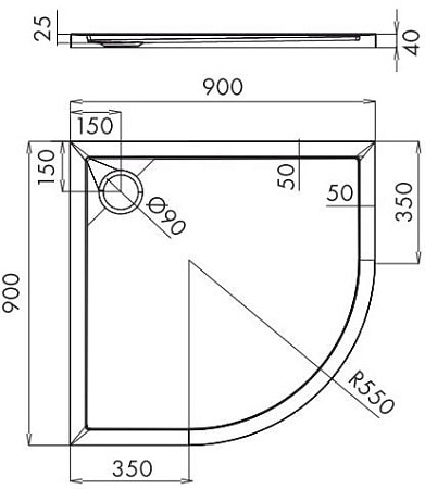 Душевой поддон Omnires Merton 90x90 O