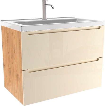 ЗОВ Тумба с умывальником Эридан 100 (беж глянец/дуб)