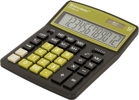 Бухгалтерский калькулятор BRAUBERG Extra 12-BKOL 250471 (черный/оливковый)
