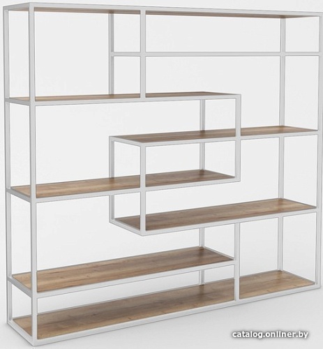 Стеллаж Hype Mebel Зиг-Заг 200x150 (белый/дуб галифакс натуральный)