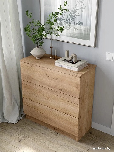 Комод Горизонт Нео 760 3 ящика (дуб золотой крафт)