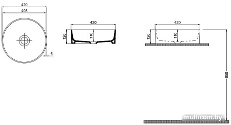 Умывальник Quarter Bath Round Line 70RO23042