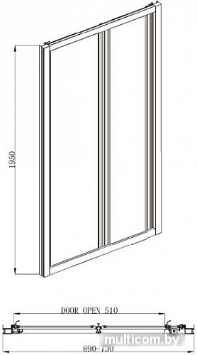 Душевая дверь Adema Noa-70 (прозрачное стекло)