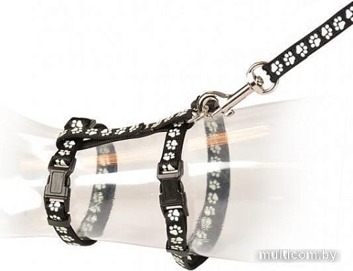 Шлея Duvo Plus Белые лапки 11208/black (черный)