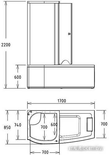 Душевая кабина Gemy G8040 C L 170x85