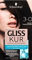 Крем-краска для волос Gliss Kur Уход и увлажнение 3-0 черно-каштановый