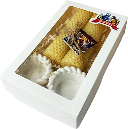 Подарочный набор Вендитио Ozarich Рождественский с 2-мя свечами и подсвечниками (желтый)