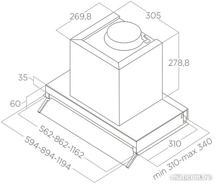 Кухонная вытяжка Elica Boxin LX/BL MAT/A/60 PRF0172166