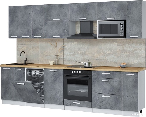 Готовая кухня Интерлиния Мила Лайт 3.0-ПМ4 (бетон портленд/бетон портленд/дуб бунратти)