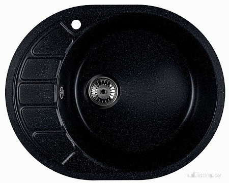 Кухонная мойка Marblan Ovata R (черный,с сифоном)