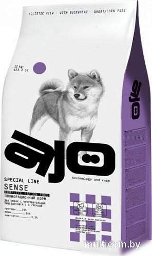 Сухой корм для собак AJO Dog Sense с гречкой для собак с чувствительным пищеварением 12 кг
