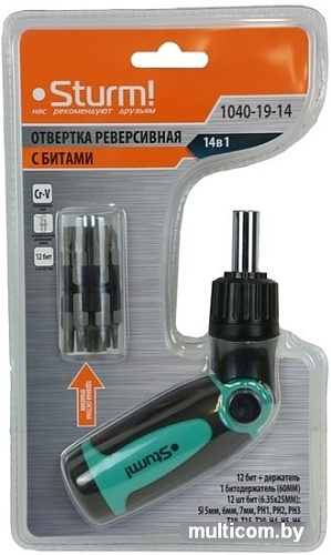 Набор отвертка с битами Sturm 1040-19-14 (14 предметов)