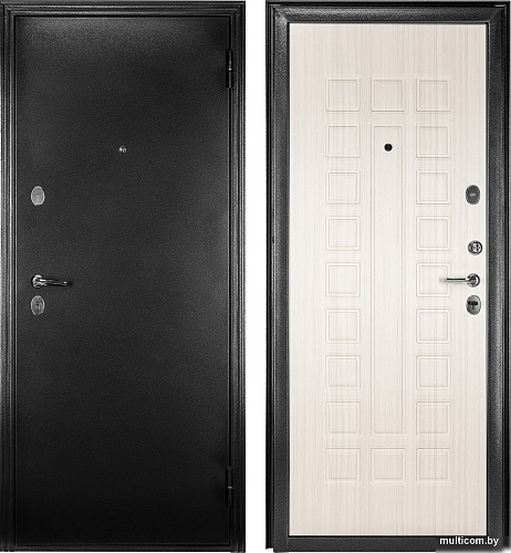 Металлическая дверь Guard MG60 МДФ 87х205 правая (черное серебро/белый ясень)
