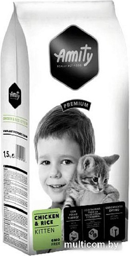 Сухой корм для кошек Amity Premium Chicken & Rice Kitten (для котят с курицей и рисом) 10 кг