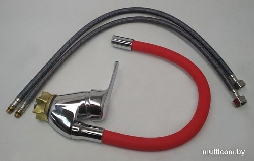 Смеситель Ledeme L4132-1 (хром/красный)