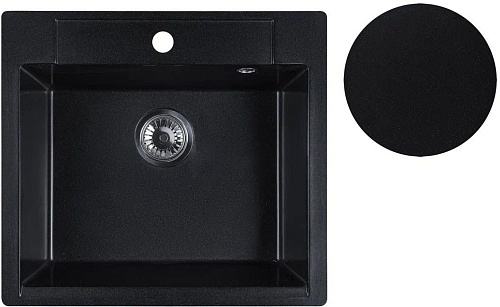 Кухонная мойка Marblan Cubi (оникс, с сифоном)