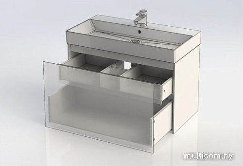 Aquanet Тумба Йорк 85 с умывальником Slim Synergy 85 (белый)