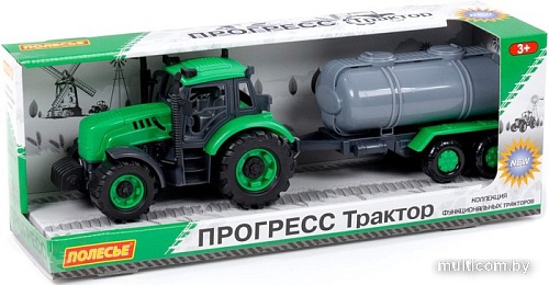 Трактор Полесье Прогресс с прицепом-цистерной 91567 (зеленый)