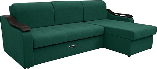 Диван Сириус Лидер-4 с оттоманкой ППУ 260x165 (Eva 30 велюр зеленый)