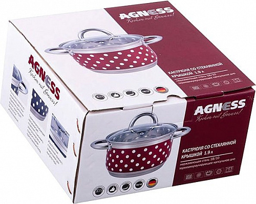 Кастрюля с длинной ручкой Agness Горошек 937-710